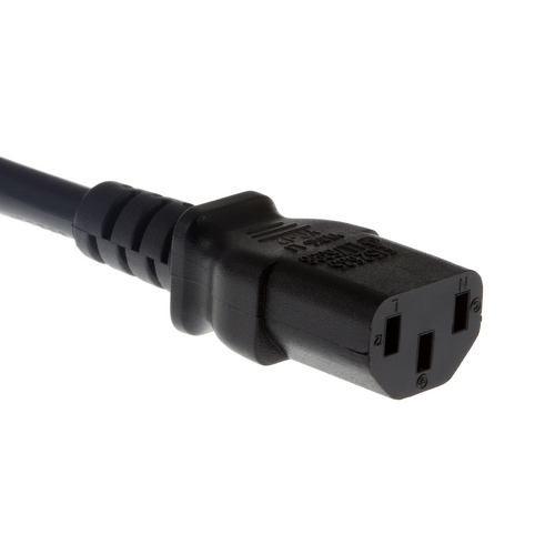 C13 power cable, commonly used for connecting devices like computers and monitors to power sources