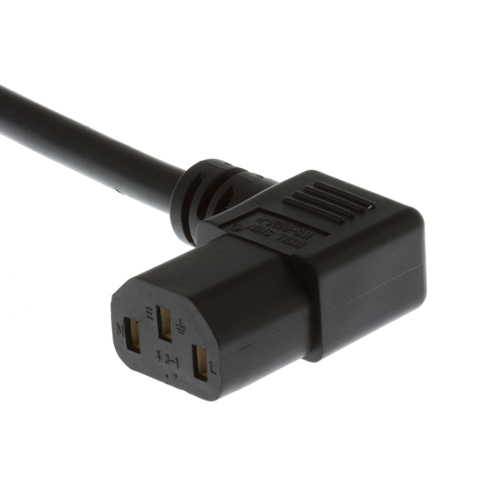 C13 power cable with right angle connector